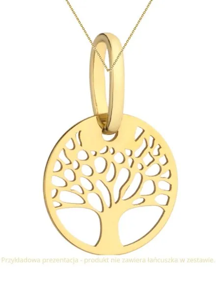 Złota zawieszka okrągła drzewko szczęścia • Złoto 585 0.24g