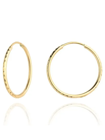 Złote kolczyki koła diamentowane 3,3 cm • Złoto 585 1.45 g