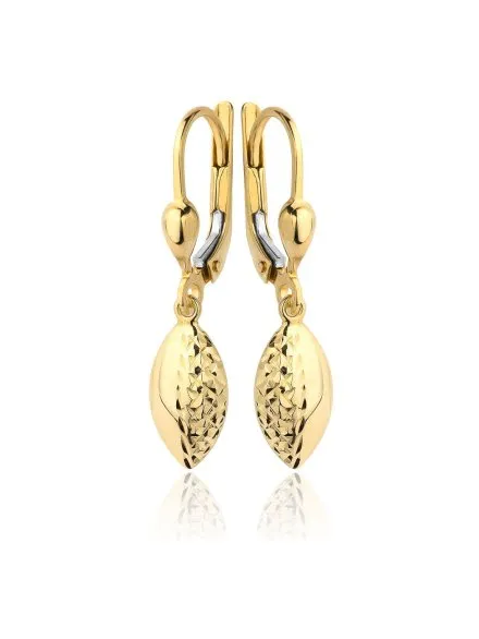 Kolczyki złote wiszące owal pół diamentowany • Złoto 585 1.57 g