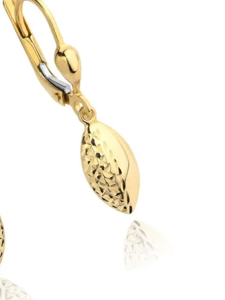 Kolczyki złote wiszące owal pół diamentowany • Złoto 585 1.57 g