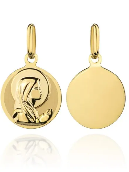 Złota zawieszka medalik Matka Boska modląca się w kółku • Złoto 585 0.59 g