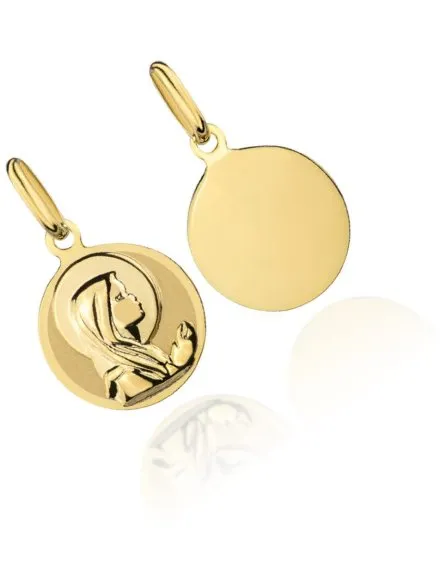 Złota zawieszka medalik Matka Boska modląca się w kółku • Złoto 585 0.59 g