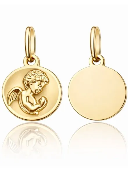 Złota zawieszka złota Aniołek modlący się w złotym kole pr. 585 • Złoto 585 0.49 g