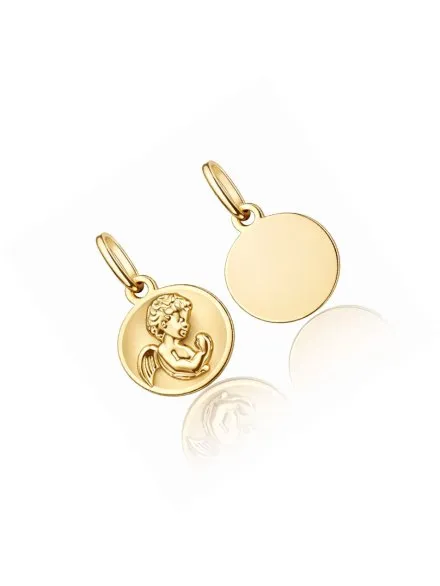 Złota zawieszka złota Aniołek modlący się w złotym kole pr. 585 • Złoto 585 0.49 g