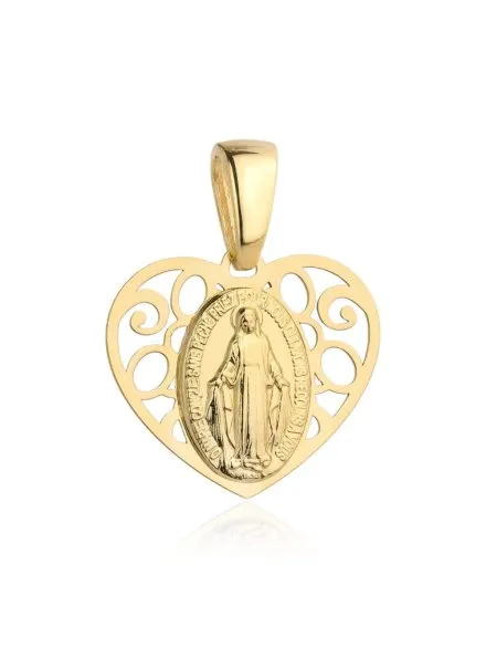 Medalik złoty cudowny w ażurowym sercu • Złoto 585 0.80 g