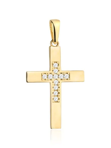 Zawieszka krzyżyk złoty wysadzany cyrkoniami • Złoto 585 0.81 g