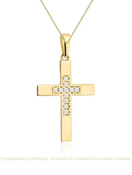 Zawieszka krzyżyk złoty wysadzany cyrkoniami • Złoto 585 0.81 g