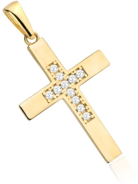 Zawieszka krzyżyk złoty wysadzany cyrkoniami • Złoto 585 0.81 g