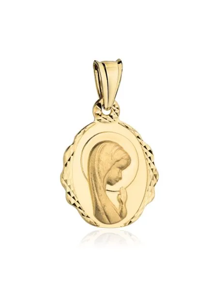 Medalik złoty Matka Boska modląca się z delikatnym diamentowaniem • Złoto 585 1.34 g
