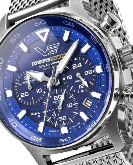Vostok Europe South Pole Solar VR42-592A762B - srebrny niebieski zegarek męski 200m