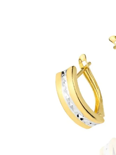 Kolczyki złote diamentowane na środku dwa kolory złota • Złoto 585 1.72 g
