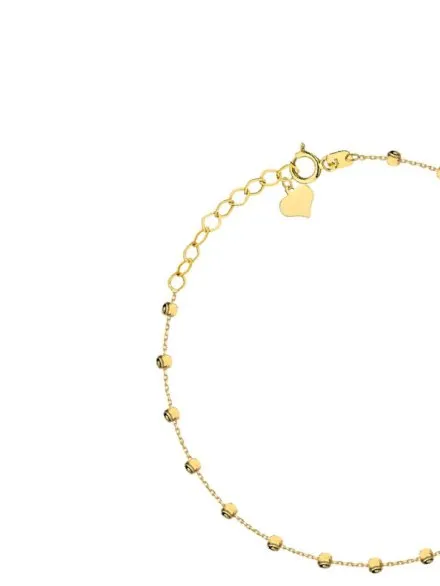 Bransoletka złota z diamentowanymi kuleczkami i serce • Złoto 585 1.21 g