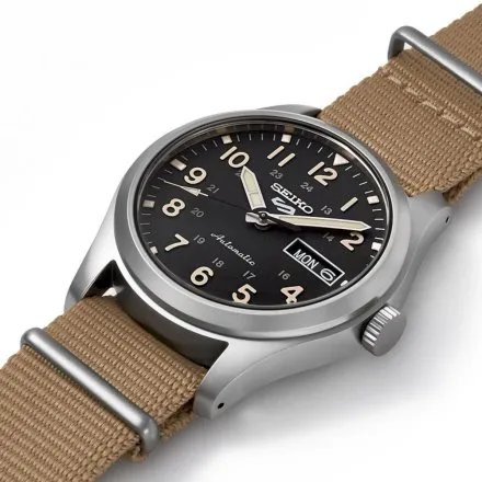 Seiko SRPG35K1 5 Sports Automatic męski zegarek automatyczny beżowy pasek
