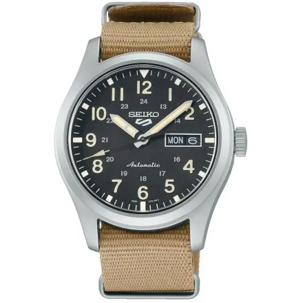 Seiko SRPG35K1 5 Sports Automatic męski zegarek automatyczny beżowy pasek
