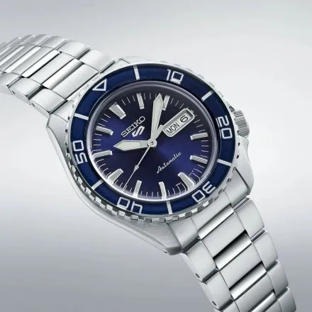 Seiko SRPK97K1 5 Sports Automatic męski zegarek automatyczny z niebieską tarczą