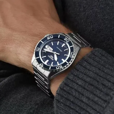 Seiko SRPK97K1 5 Sports Automatic męski zegarek automatyczny z niebieską tarczą