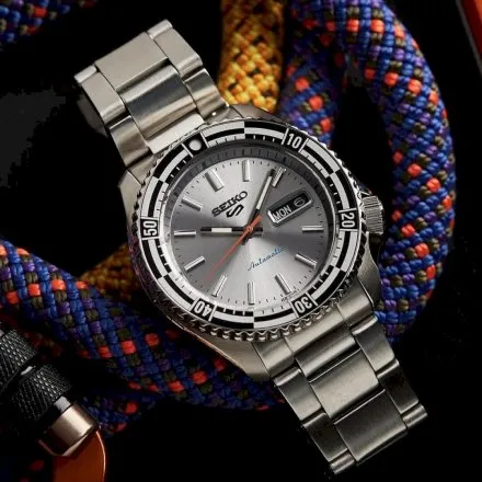 Seiko SRPK09K1 5 Sports Automatic 10ATM męski zegarek automatyczny srebrny