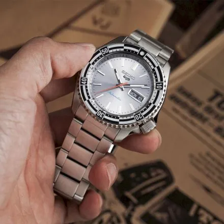Seiko SRPK09K1 5 Sports Automatic 10ATM męski zegarek automatyczny srebrny