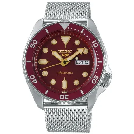 Seiko SRPD69K1 5 Sports Automatic męski zegarek automatyczny z czerwoną tarczą