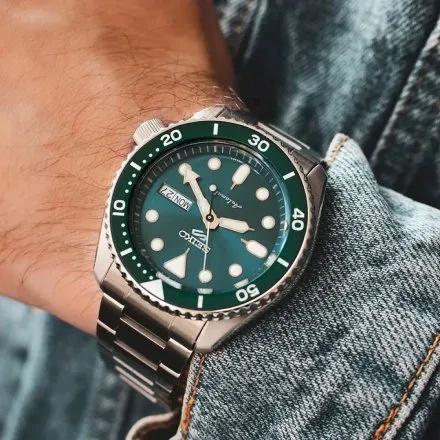 Seiko SRPD61K1 5 Sports Automatic męski zegarek automatyczny z zieloną tarczą