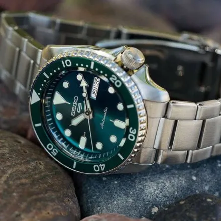 Seiko SRPD61K1 5 Sports Automatic męski zegarek automatyczny z zieloną tarczą