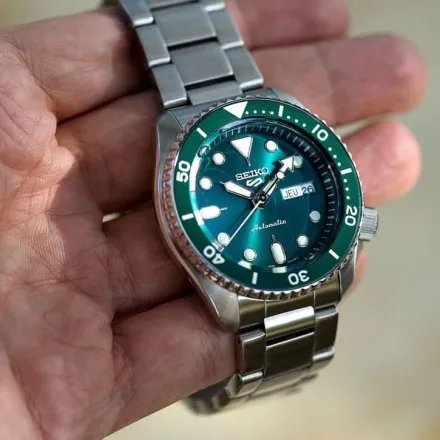Seiko SRPD61K1 5 Sports Automatic męski zegarek automatyczny z zieloną tarczą