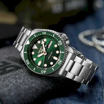 Seiko SRPD63K1 5 Sports Automatic męski zegarek automatyczny z zieloną tarczą