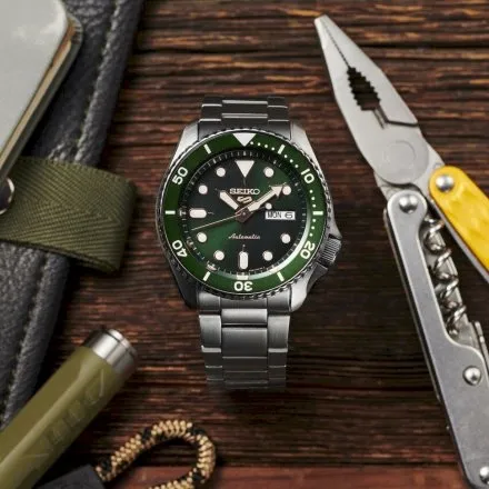 Seiko SRPD63K1 5 Sports Automatic męski zegarek automatyczny z zieloną tarczą