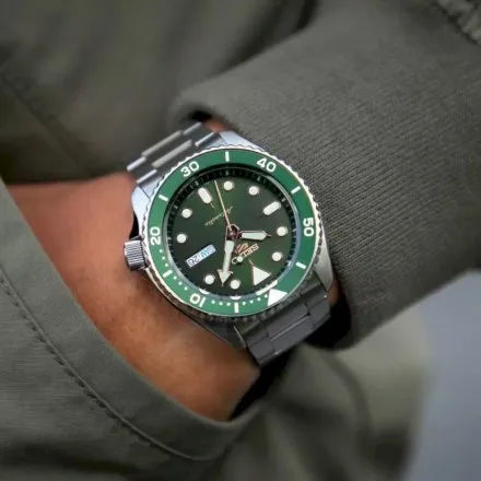 Seiko SRPD63K1 5 Sports Automatic męski zegarek automatyczny z zieloną tarczą