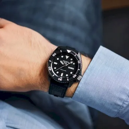 Seiko SRPD65K3 5 Sports Automatic czarny męski zegarek automatyczny