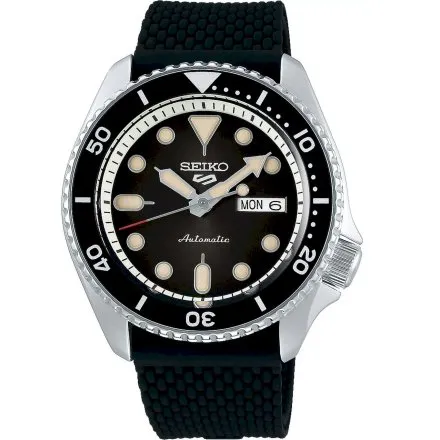 Seiko SRPD73K2 5 Sports Automatic czarny męski zegarek automatyczny silikonowy pasek
