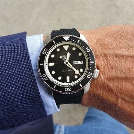 Seiko SRPD73K2 5 Sports Automatic czarny męski zegarek automatyczny silikonowy pasek