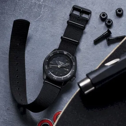 Seiko SRPD79K1 5 Sports Automatic czarny męski zegarek automatyczny parciany pasek