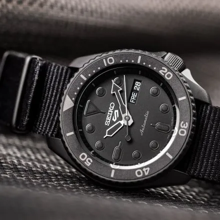 Seiko SRPD79K1 5 Sports Automatic czarny męski zegarek automatyczny parciany pasek