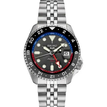 Seiko SSK019K1 5 Sports GMT męski zegarek automatyczny z czarną tarczą