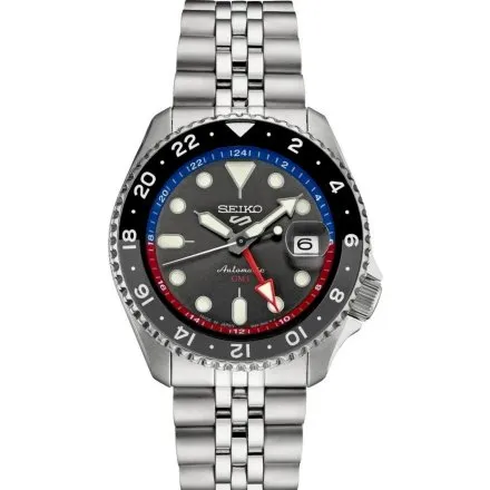 Seiko SSK019K1 5 Sports GMT męski zegarek automatyczny z czarną tarczą