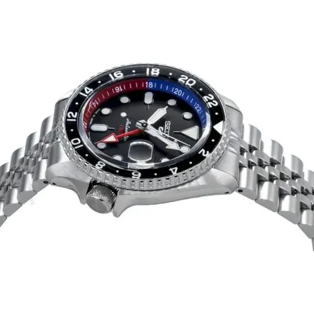 Seiko SSK019K1 5 Sports GMT męski zegarek automatyczny z czarną tarczą