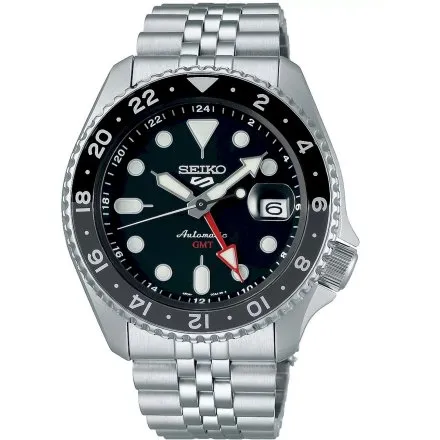 Seiko SSK001K1 5 Sports SKX GMT męski zegarek automatyczny z czarną tarczą