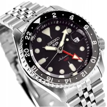Seiko SSK001K1 5 Sports SKX GMT męski zegarek automatyczny z czarną tarczą