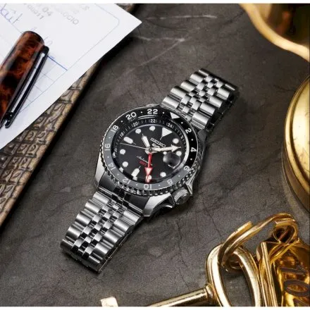 Seiko SSK001K1 5 Sports SKX GMT męski zegarek automatyczny z czarną tarczą