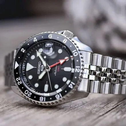 Seiko SSK001K1 5 Sports SKX GMT męski zegarek automatyczny z czarną tarczą