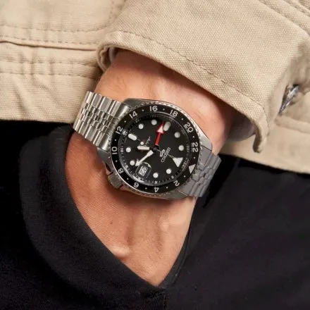 Seiko SSK001K1 5 Sports SKX GMT męski zegarek automatyczny z czarną tarczą