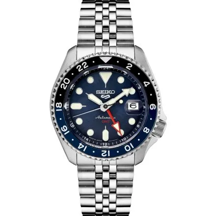 Seiko SSK003K1 5 Sports GMT męski zegarek automatyczny z granatową tarczą
