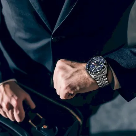 Seiko SSK003K1 5 Sports GMT męski zegarek automatyczny z granatową tarczą