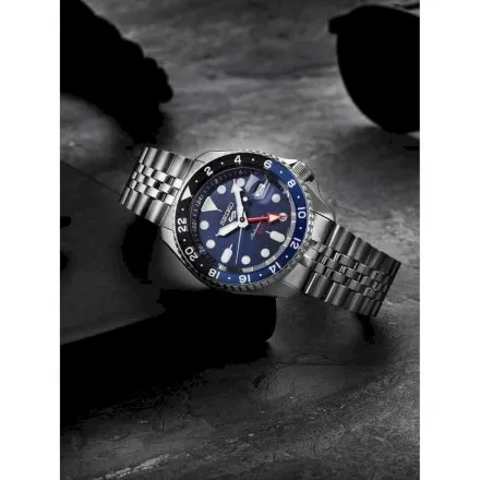 Seiko SSK003K1 5 Sports GMT męski zegarek automatyczny z granatową tarczą