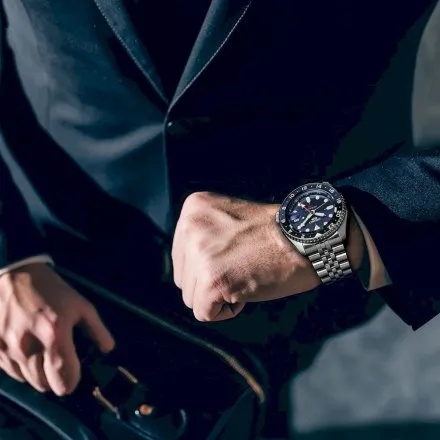 Seiko SSK003K1 5 Sports GMT męski zegarek automatyczny z granatową tarczą