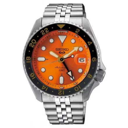Seiko SSK005K1 5 Sports GMT Mikan Orange zegarek z pomarańczową tarczą