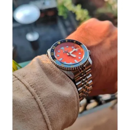 Seiko SSK005K1 5 Sports GMT Mikan Orange zegarek z pomarańczową tarczą