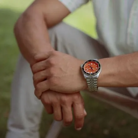 Seiko SSK005K1 5 Sports GMT Mikan Orange zegarek z pomarańczową tarczą