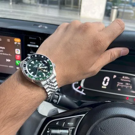 Seiko SSK035K1 5 Sports GMT męski zegarek automatyczny srebrny zielona tarcza